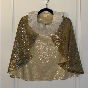 Meri Meri Gold Sequin Cape with Ruffled Collar size is 3-6